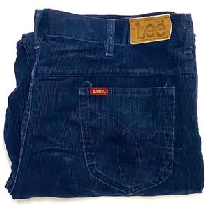 Vintage 80’s Lee Riders Men’s Navy Straight Fit Corduroy Pants Made In USA 38x30